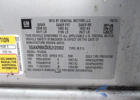 2014 Buick Enclave Leather from USA, damaged, VIN 5GAKRBKDXEJ120062